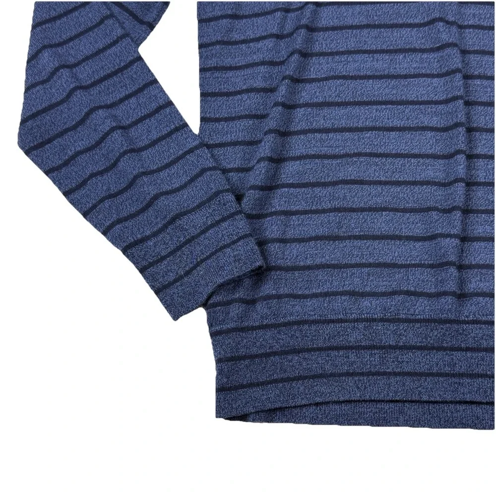 Banana Republic Baruffa Merino Wool Sweater Men's Large V Neck Blue Striped
